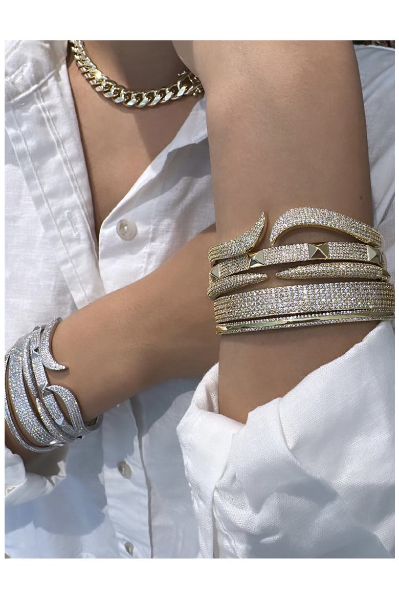 Pavé Curl Cuff Bracelet, Alternate, color, GOLD