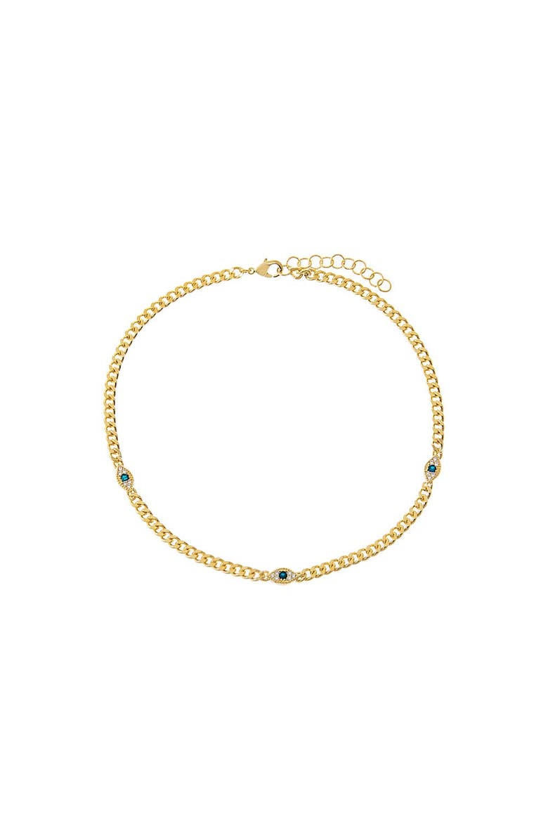 BY ADINA EDEN Multi Evil Eye Cuban Chain Anklet, Main, color, Gold