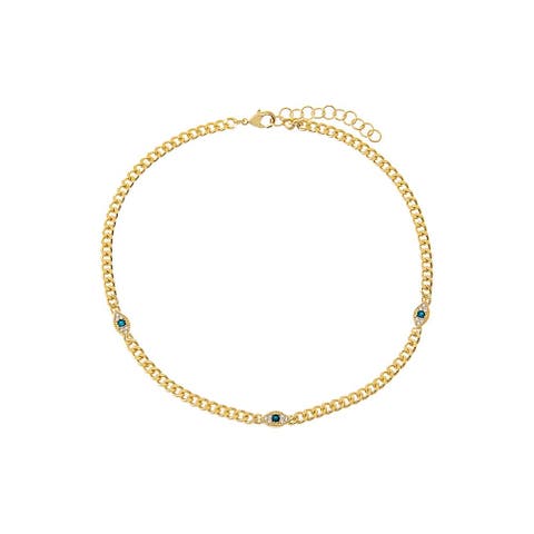 Multi Evil Eye Cuban Chain Anklet