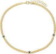 BY ADINA EDEN Multi Evil Eye Cuban Chain Anklet