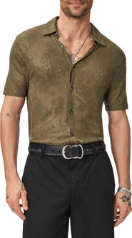 John Varvatos Biaggio Jacquard Mesh Short Sleeve Button-Up Shirt
