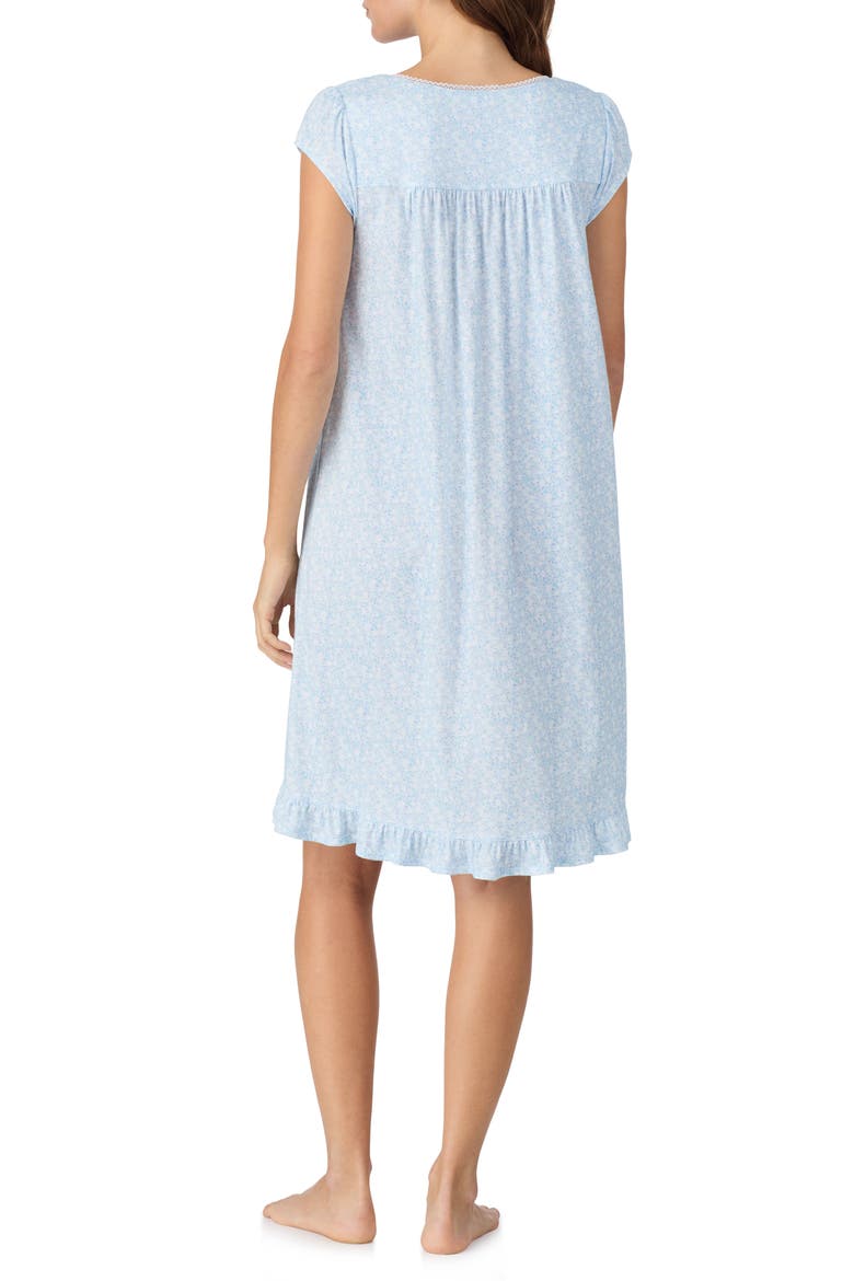 Cap Sleeve Short Cotton Nightgown, Alternate, color, AQUA PRINT