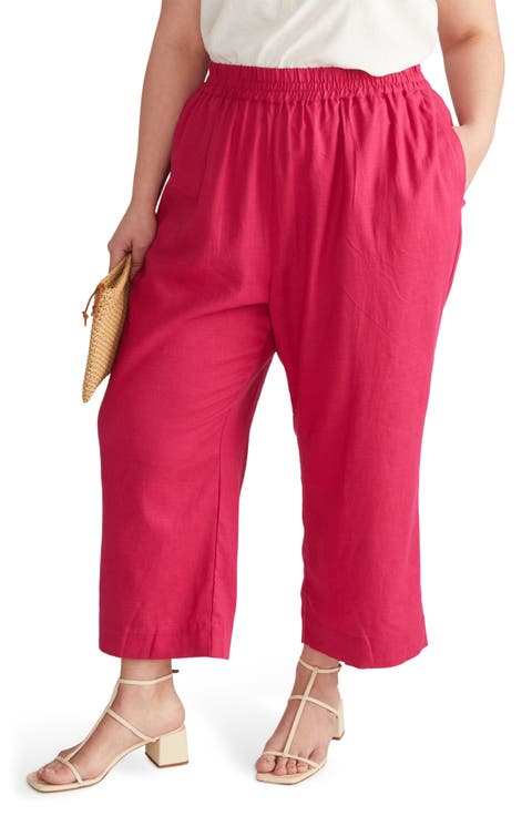 Iris Linen Blend Pull-On Pants (Plus)
