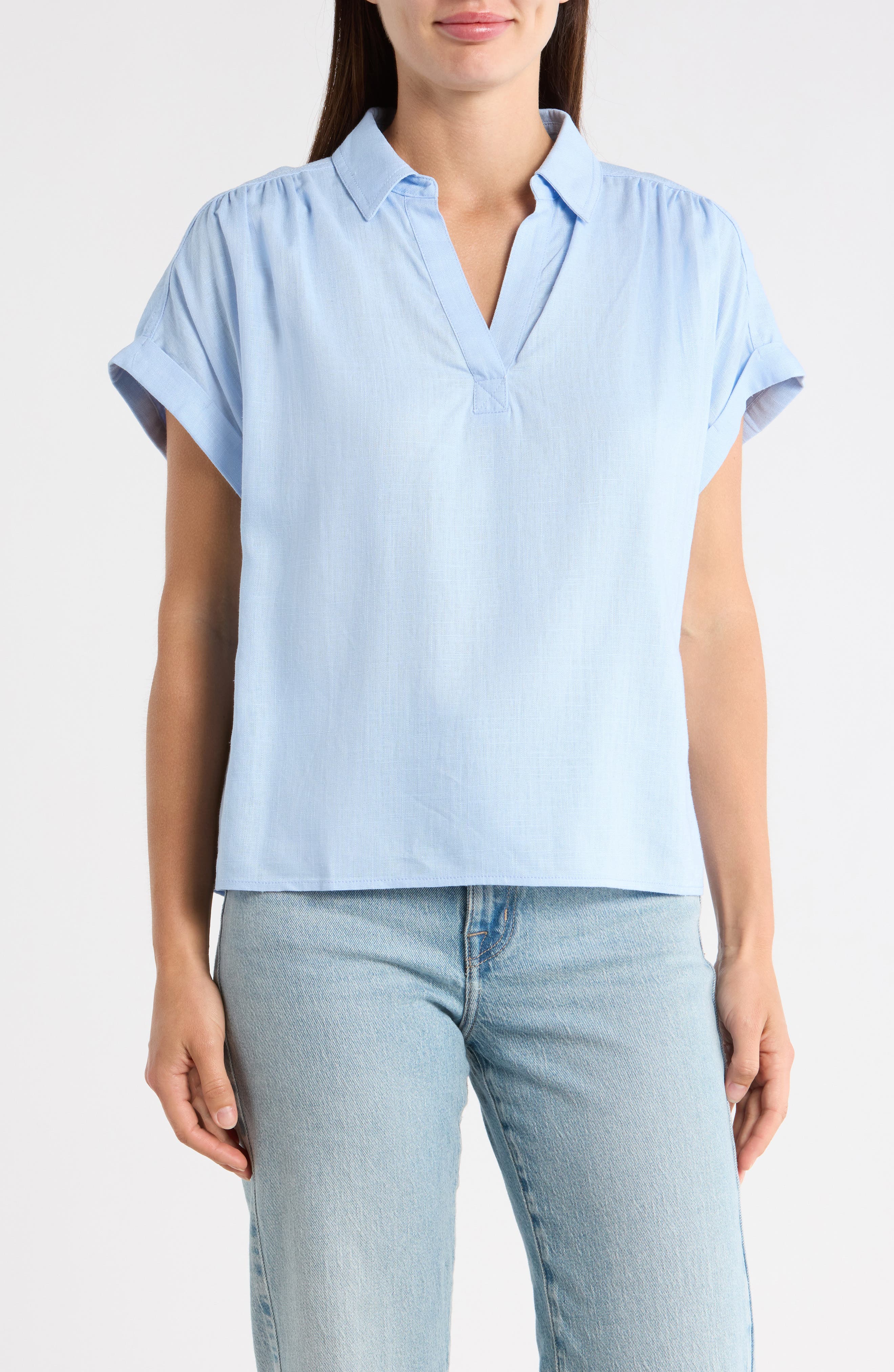 1.STATE Collared Boxy Top