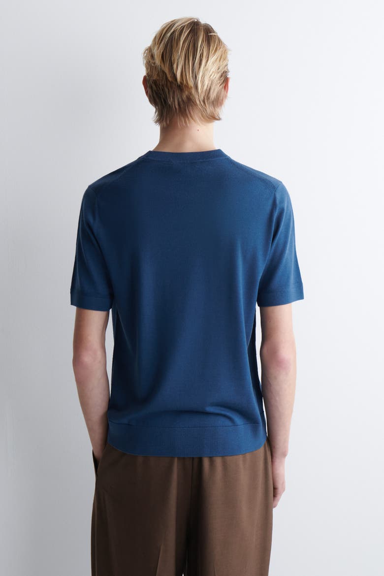 Merino Wool Knitted T-Shirt, Alternate, color, DARK BLUE