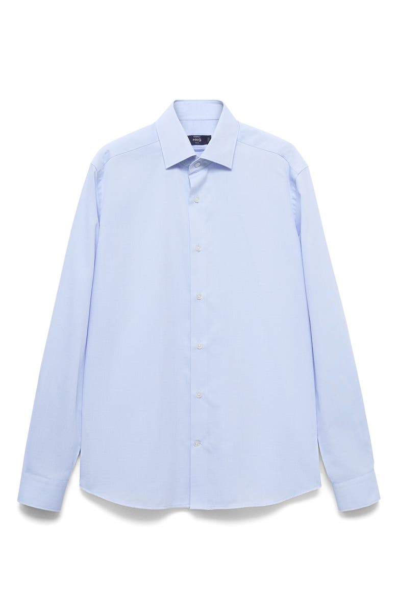 MANGO Slim Fit Cotton Blend Button-Up Shirt, Alternate, color, Sky Blue