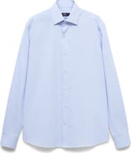 MANGO Slim Fit Cotton Blend Button-Up Shirt