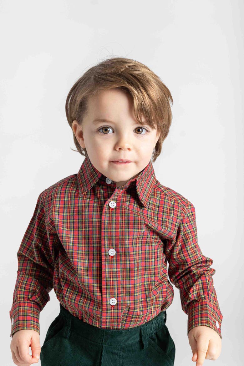 Plaid Button Down Shirt, Alternate, color, Red, Green