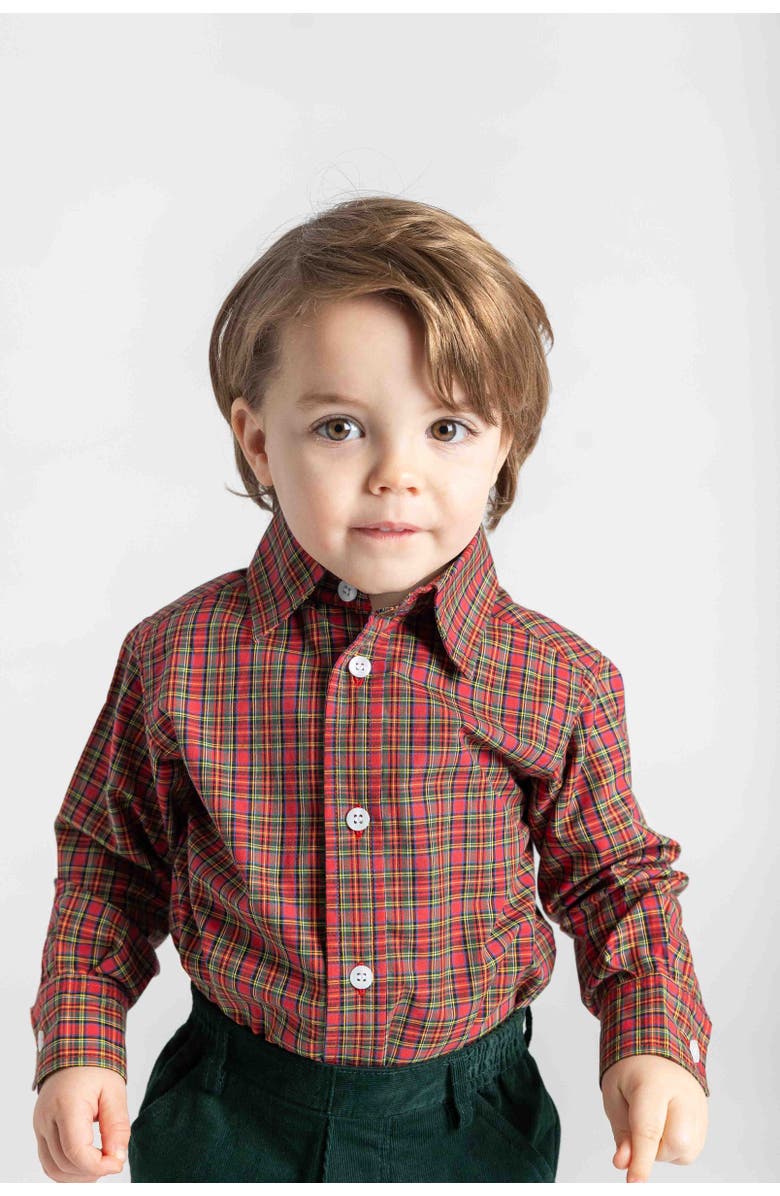 Florence Eiseman Plaid Button Down Shirt, Alternate, color, Red, Green