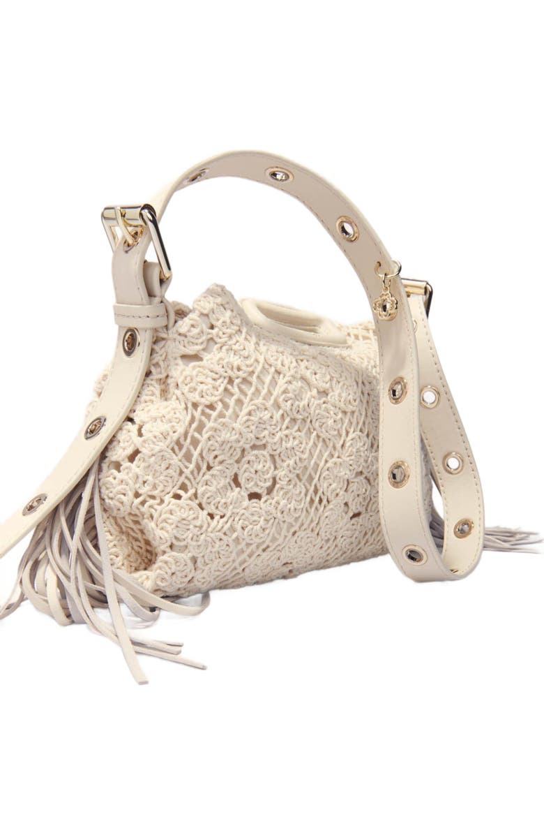 maje Crochet-knit mini Miss M bag, Alternate, color, Ecru