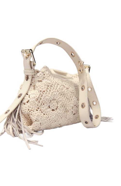 Maje Crochet-knit Mini Miss M Bag In Ecru