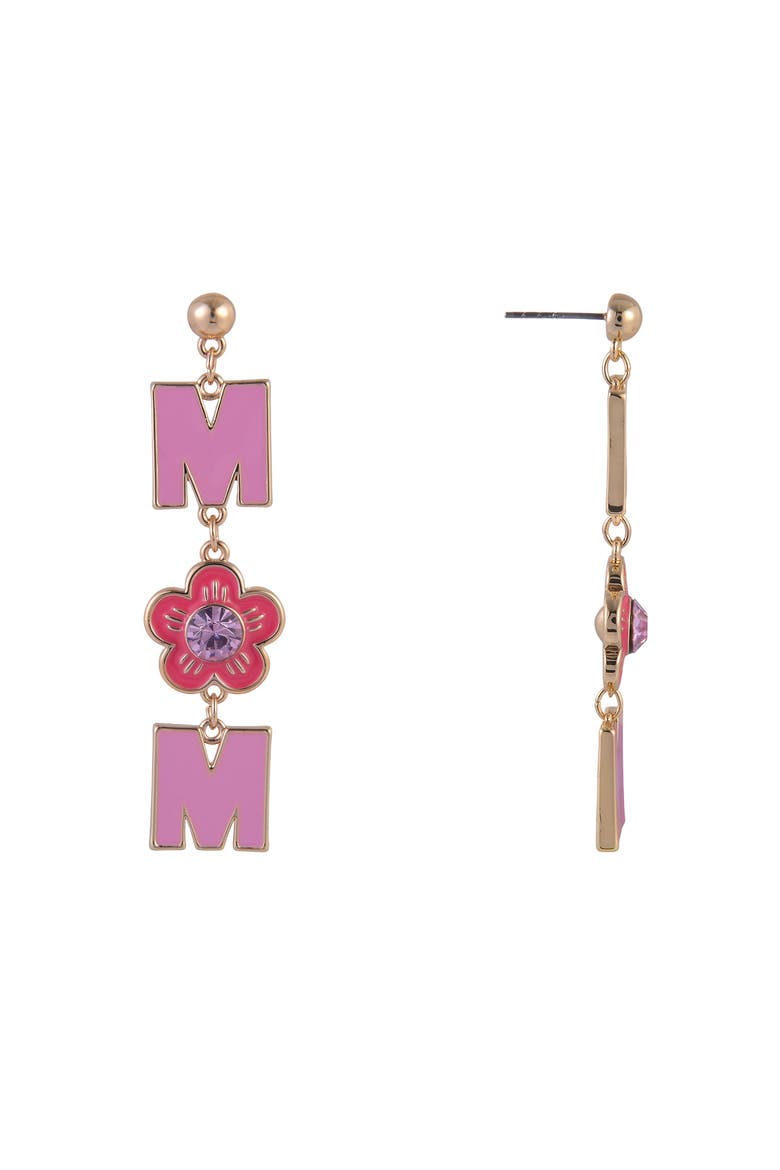 Pink Enamel Mom Earrings, Alternate, color, Pink