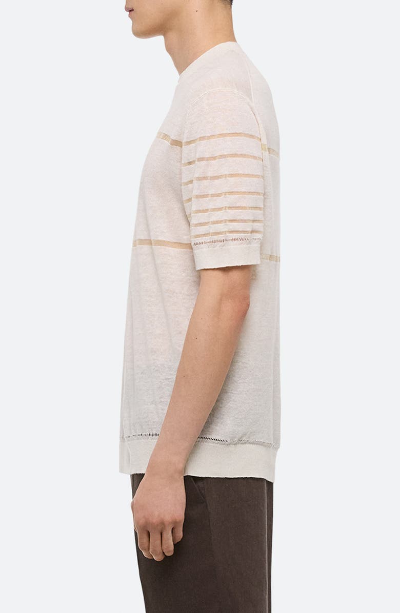 Helmut Lang Sheer Stripe Linen T-Shirt, Alternate, color, Ivory