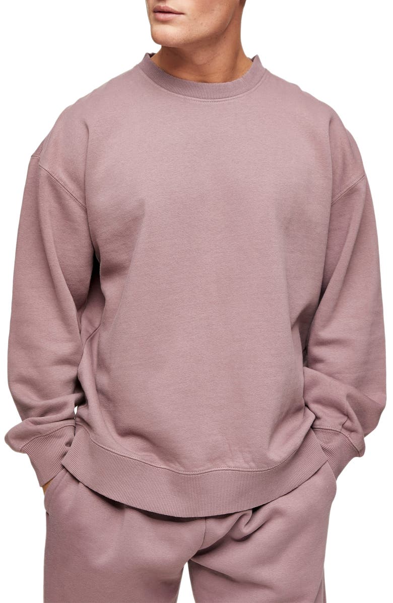 Topman Oversize Crewneck Sweatshirt, Main, color,