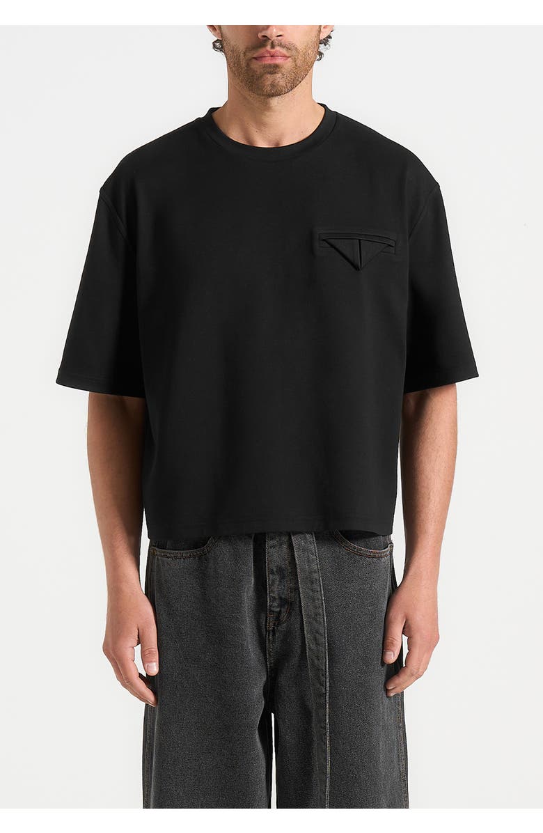 Manière De Voir Leon Boxy Cropped T-Shirt, Alternate, color, Black