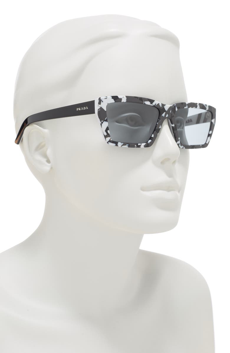 Prada Camo Geo 57mm Rectangle Sunglasses, Alternate, color, Camo Black