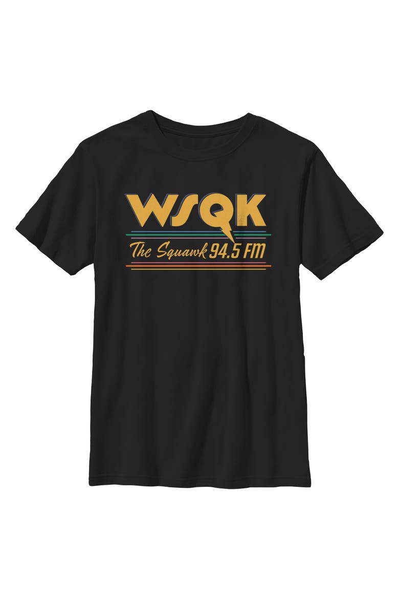 Netflix Boys' Stranger Things Vintage Radio The Squawk WSQK T Shirt, Main, color, Black