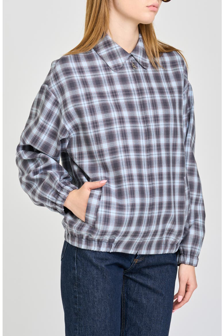 Adeline Plaid Bomber Jacket, Alternate, color, BLUE