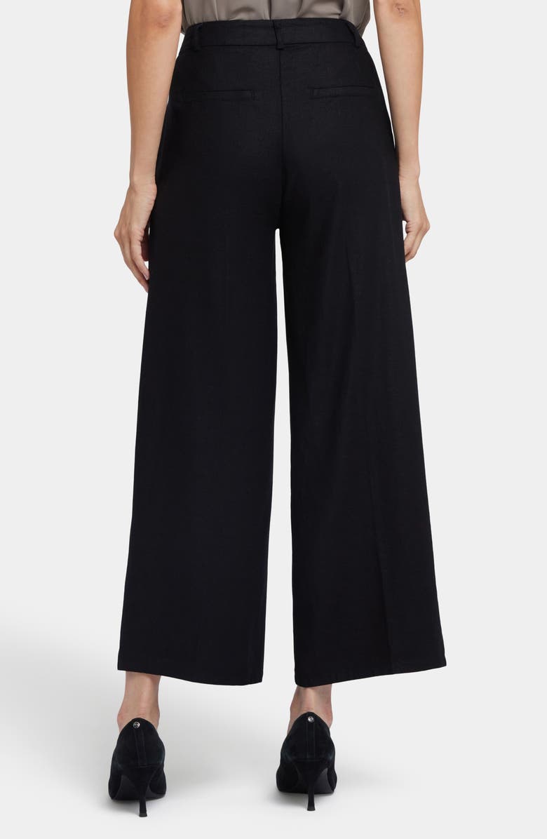 NYDJ Morgan Stretch Linen Wide Leg Ankle Pants, Alternate, color, Black