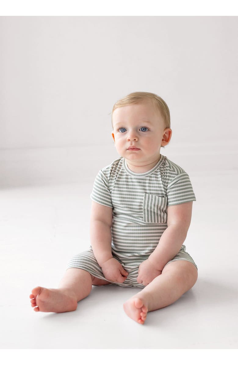 Beckett and Bear Frankie Short Sleeve Romper, Alternate, color, Green