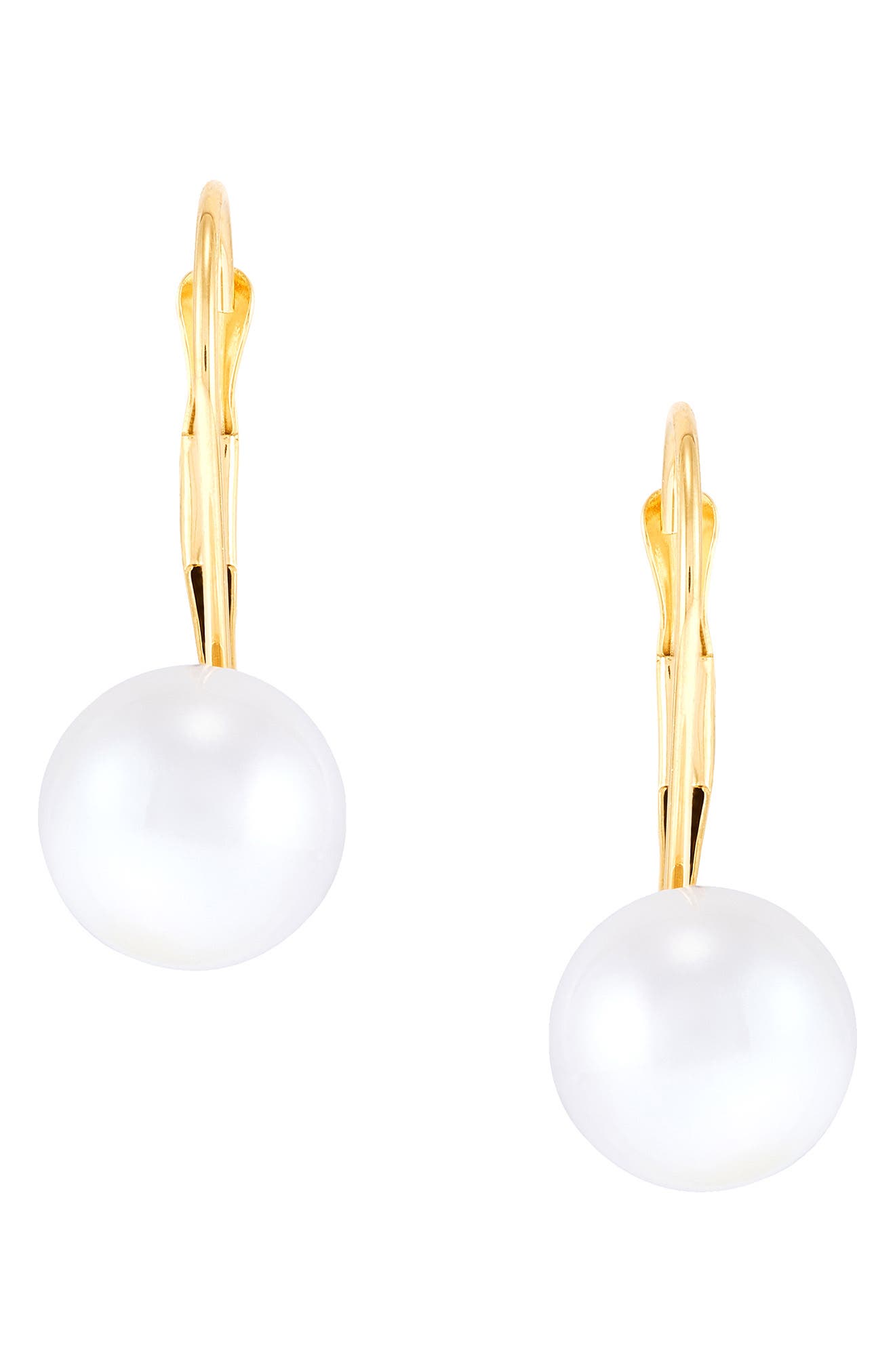 Frankie & Zoe 14K Yellow Gold Cultured Pearl Lever Back Earrings