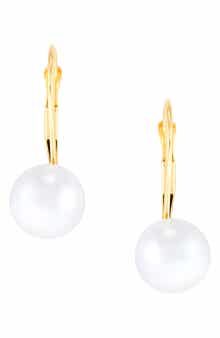 Frankie & Zoe 14K Yellow Gold Cultured Pearl Lever Back Earrings