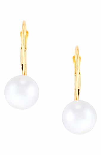 Frankie & Zoe 14K Yellow Gold Cultured Pearl Lever Back Earrings