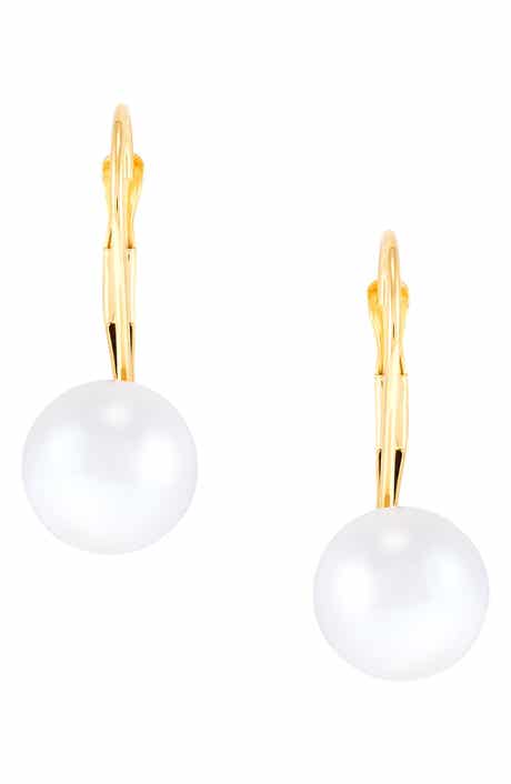 Frankie & Zoe 14K Yellow Gold Cultured Pearl Lever Back Earrings
