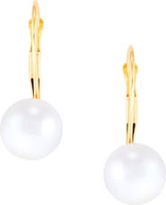 Frankie & Zoe 14K Yellow Gold Cultured Pearl Lever Back Earrings