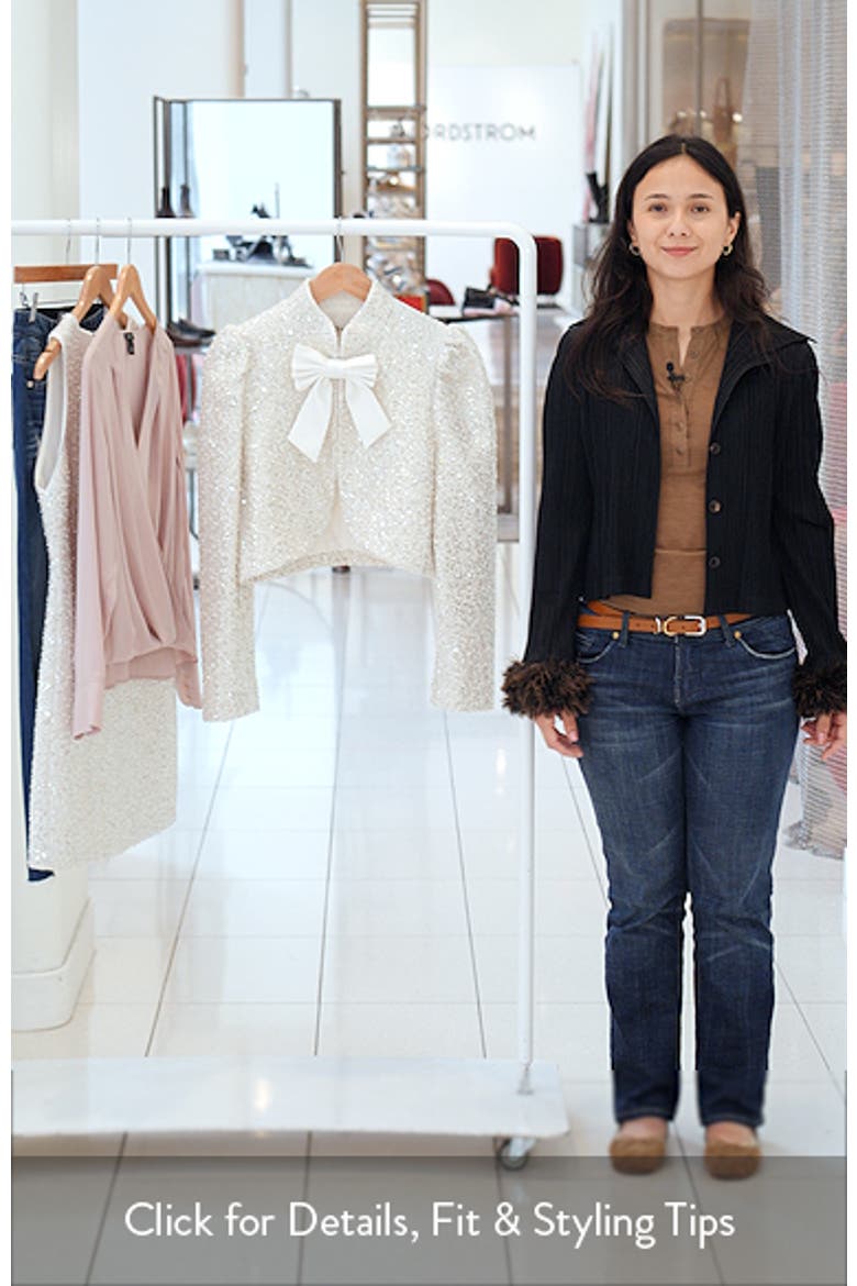 Ilaria Sequin & Bead Embellished Crop Jacket with Bow video