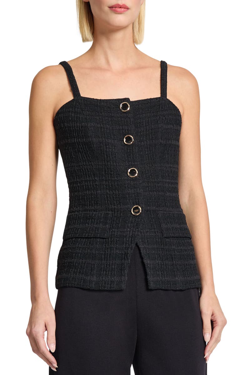 Misook Tonal Plaid Knit Tank, Main, color, 