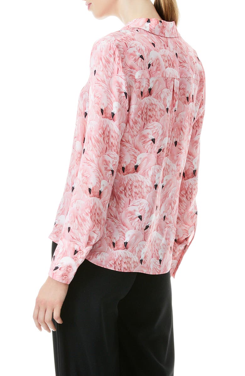 Alice + Olivia Willa Flamingo Print Blouse, Alternate, color,