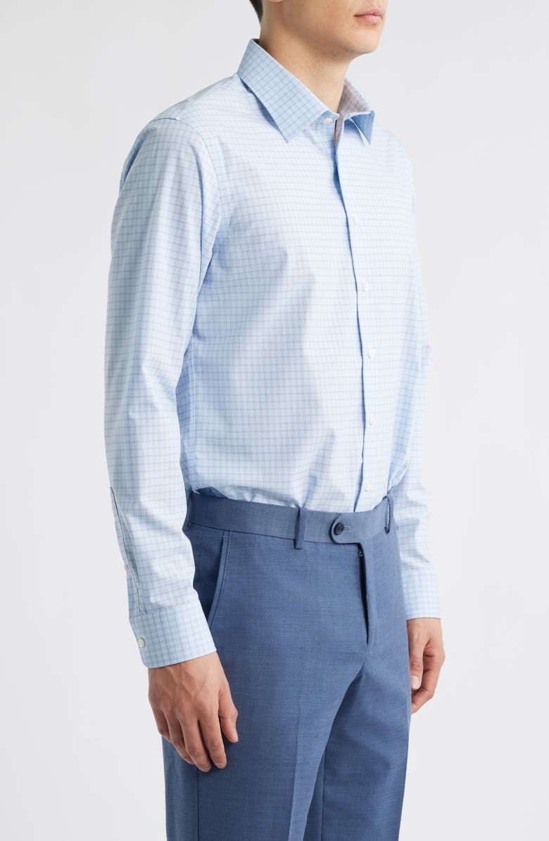Nordstrom Extra Trim Fit Check Non-Iron Dress Shirt, Alternate, color, Blue Sabina Plaid
