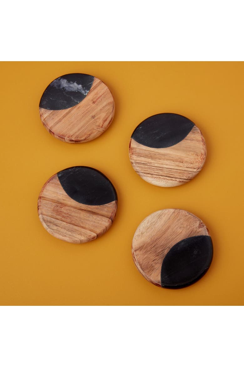 Helena Marble Round Coasters - Set of 4, Alternate, color, Black
