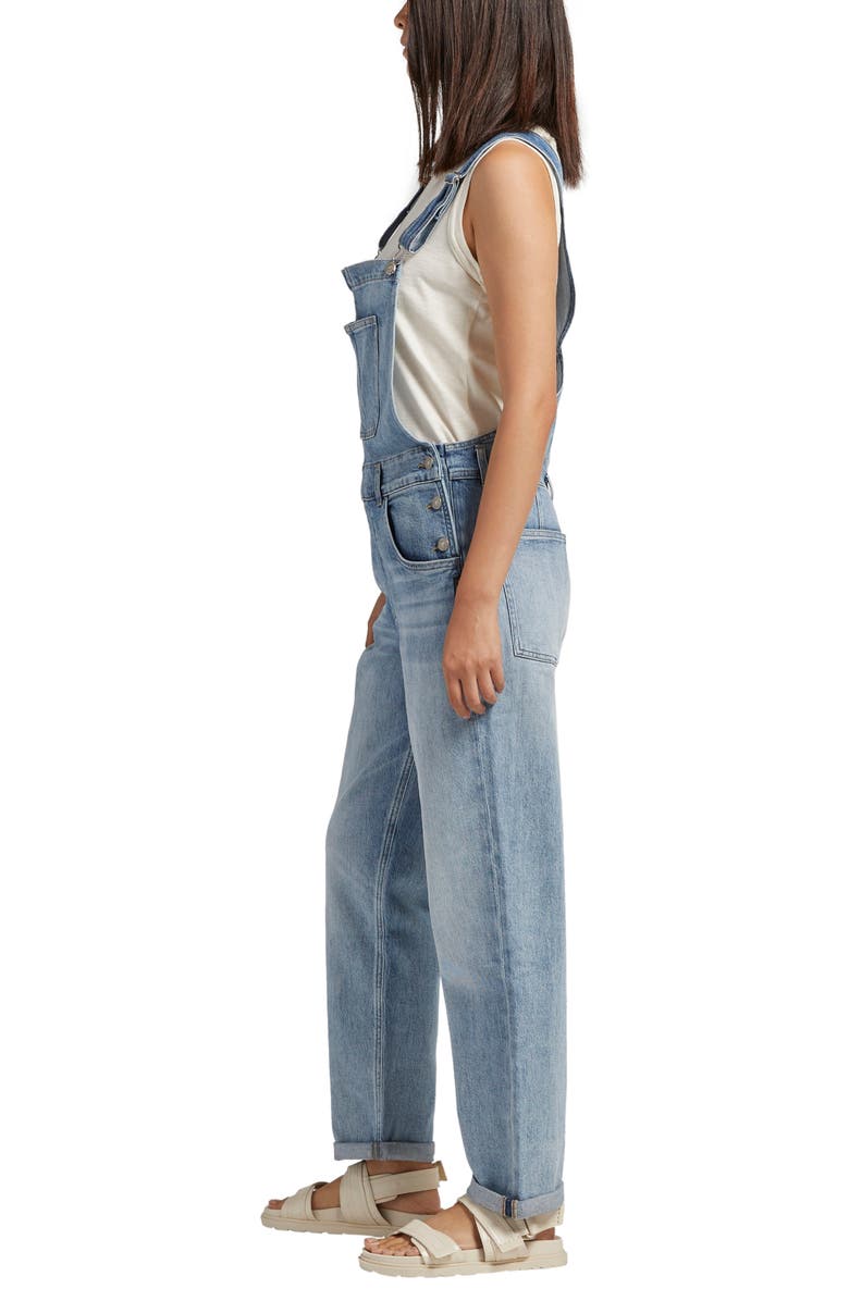 Silver Jeans Co. Baggy Straight Leg Denim Overalls, Alternate, color, 
