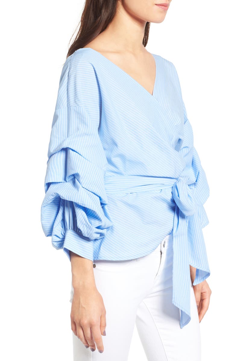Chelsea28 Poplin Wrap Front Top, Alternate, color, 