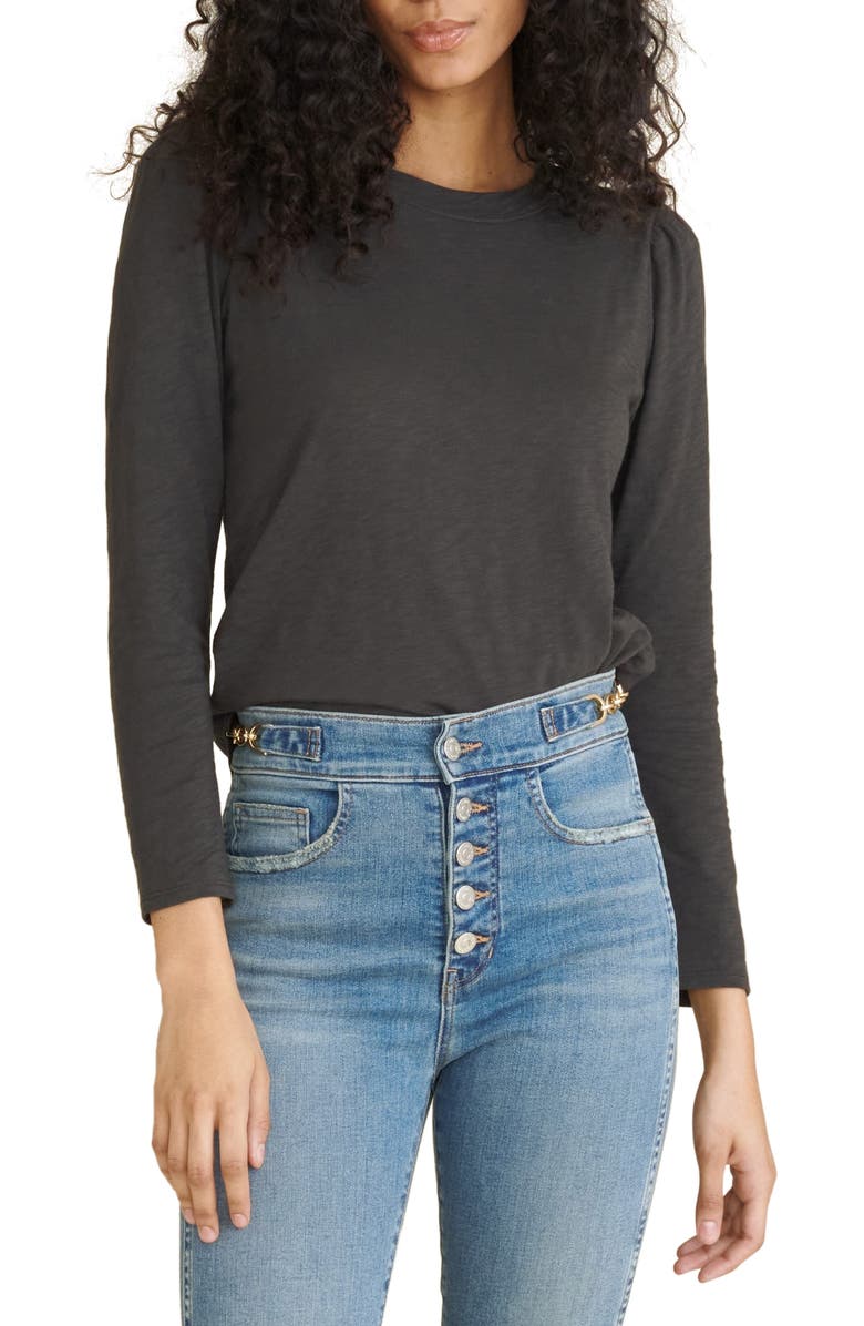 Veronica Beard Mason Long Sleeve T-Shirt, Main, color, Charcoal