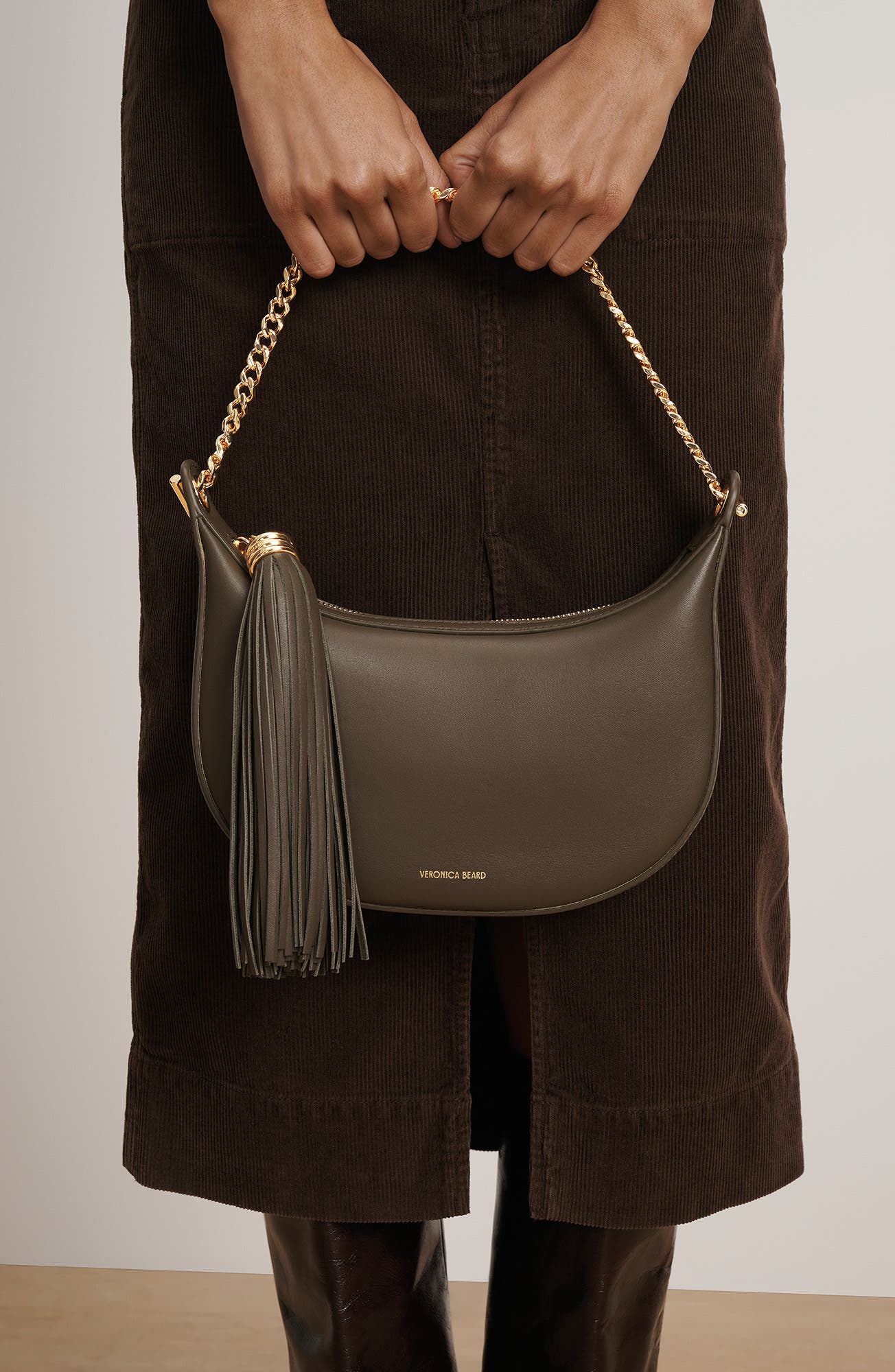 Veronica Beard Small Fortune Leather Shoulder Bag, Alternate, color, Cypress