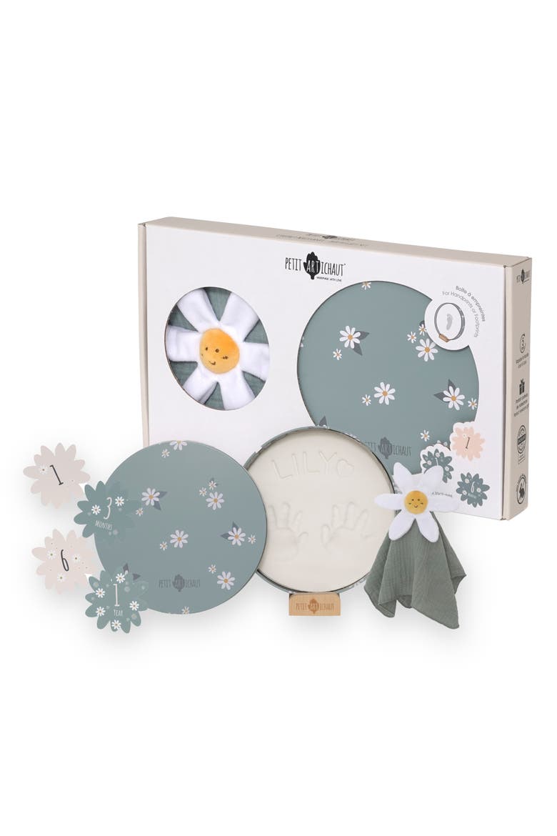 Birth Gift Set - Baby Handprint Kit, Comforter & Milestone Cards | Baby Shower Gift, Main, color, Blue