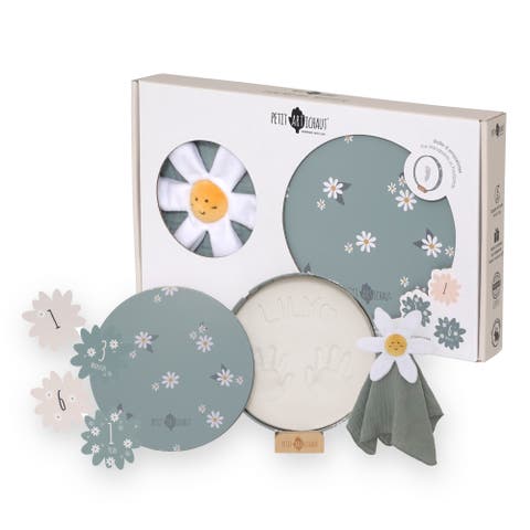 Birth Gift Set - Baby Handprint Kit, Comforter & Milestone Cards | Baby Shower Gift