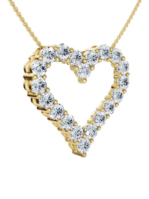 1Ct Diamond Heart Pendant 14k Gold Lab Grown 3/4" Tall Necklace