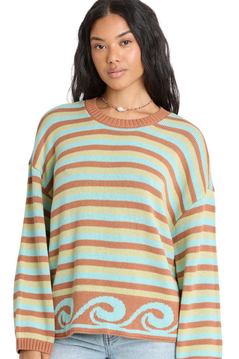 Bayside Striped Crewneck Sweater, Alternate, color, SUGAR ALMOND