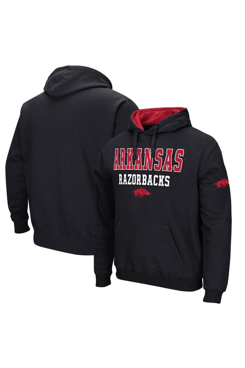 Men's Colosseum Black Arkansas Razorbacks Sunrise Pullover Hoodie, Main, color, Black