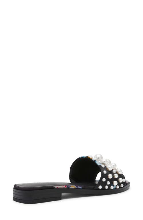 Anne Klein Eugenie Faux Pearl Slide Sandal In Black Floral