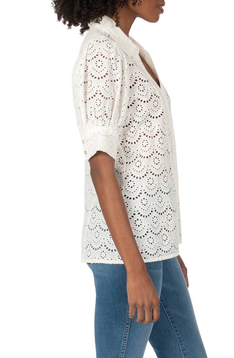 SWAT FAME KUT from the Kloth Giralda Puff Sleeve Cotton Eyelet Shirt, Alternate, color, 
