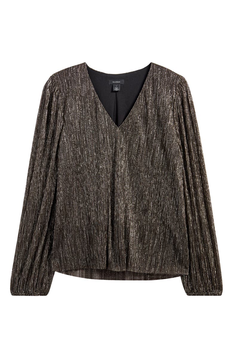 Halogen<sup>®</sup> Metallic Plissé V-Neck Top, Alternate, color, 