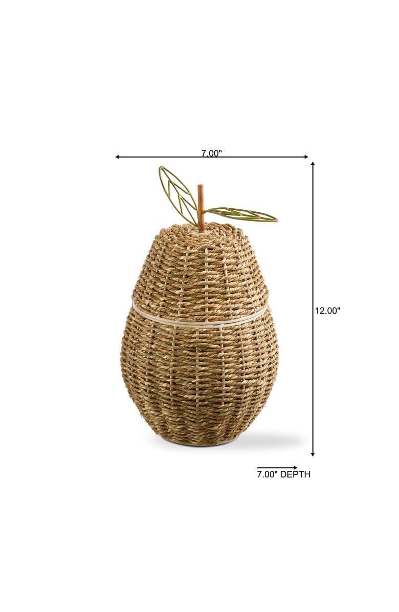 tag Pear Lidded Basket Natural Seagrass Summer, Alternate, color, Brown