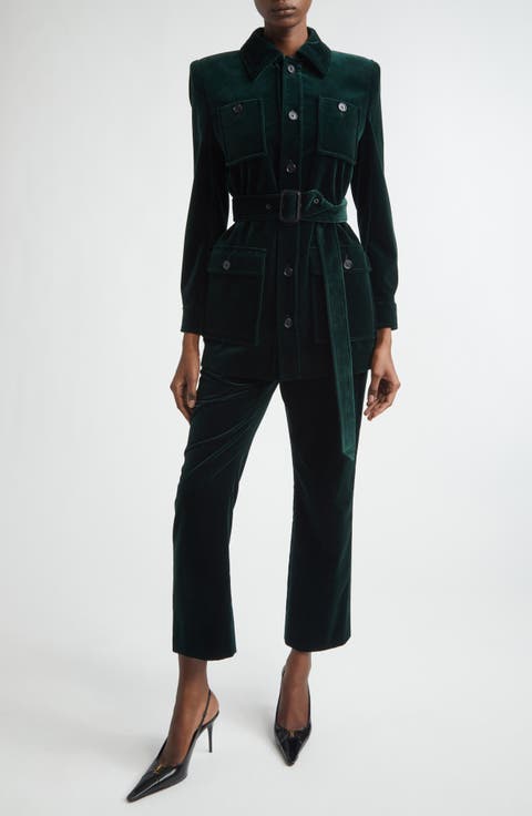 High Waist Cotton Velour Pants