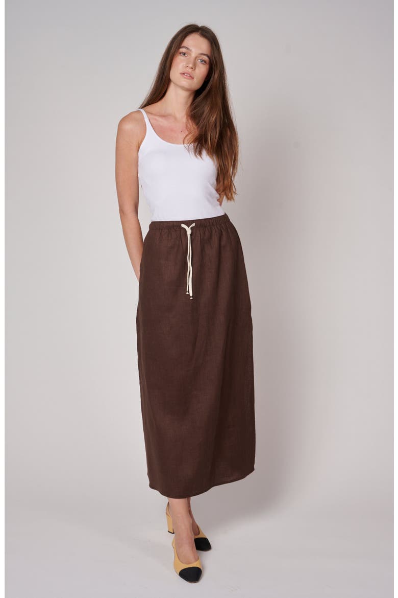 Linen Resort Skirt, Alternate, color, Espresso