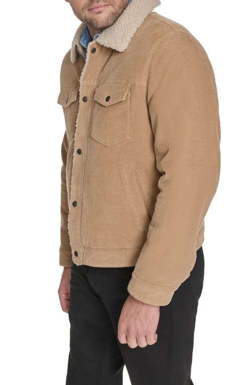 Levi's Corduroy Faux Shearling Lined Trucker Jacket In Brown